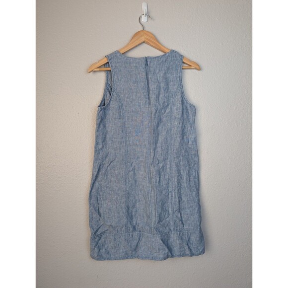 Loft Linen Mini Dress Size 4 Blue Beach Coastal - Picture 2 of 6